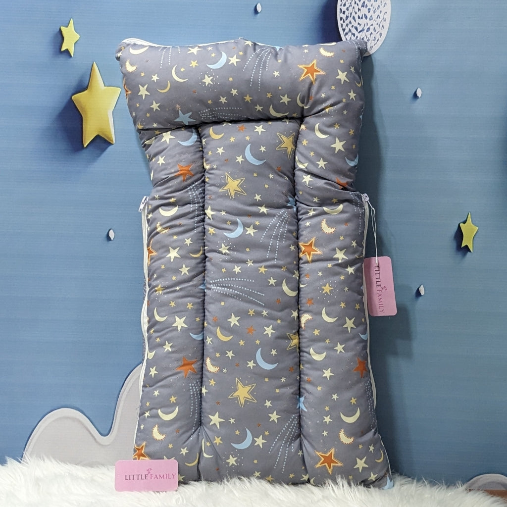 "Over The Moon" Theme Newborn Baby Carry Nest - Soft Poly Cotton | Grey