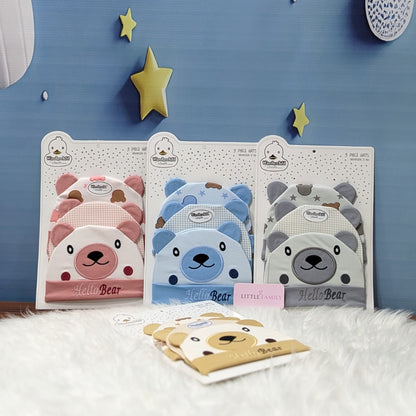 Newborn Baby Cotton Caps – Pack of 3 | Hello Bear