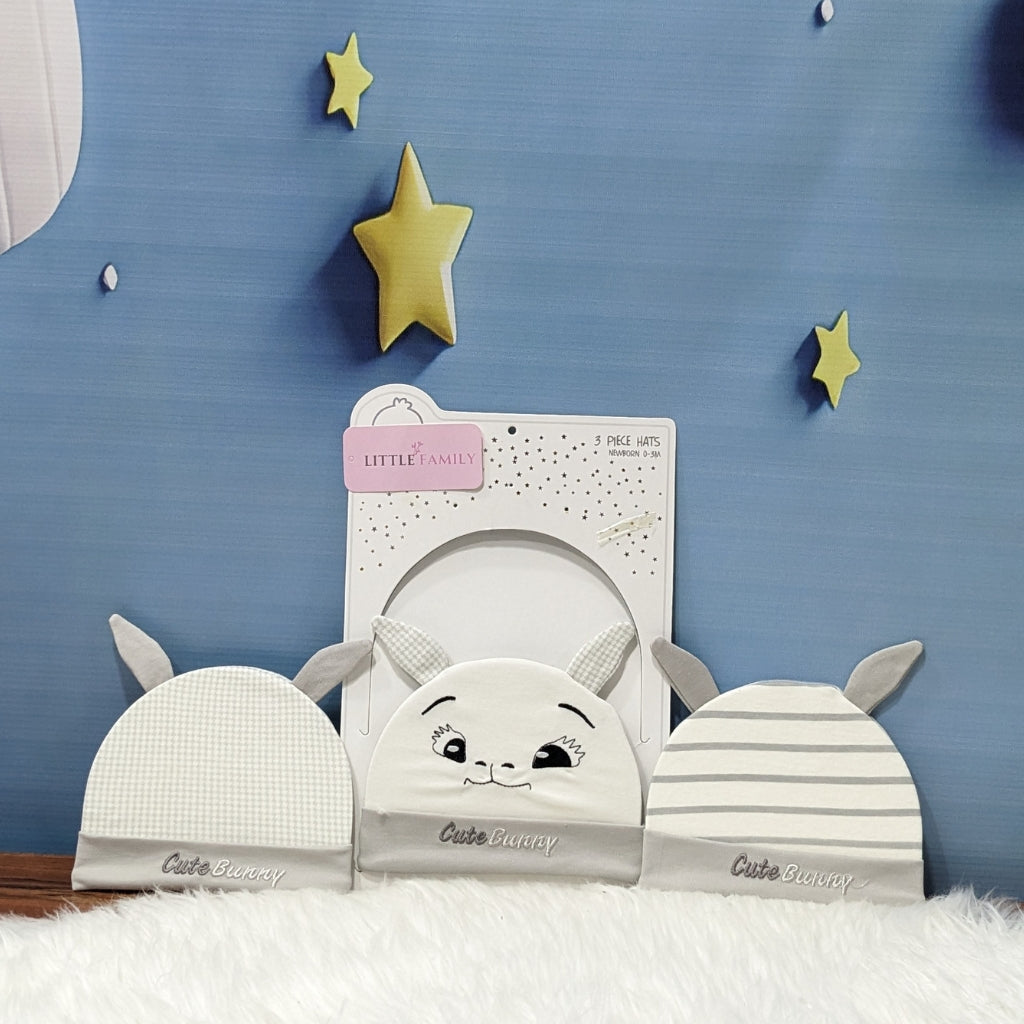 Newborn Baby Cotton Caps – Pack of 3 | Cute Bunny