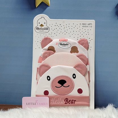 Newborn Baby Cotton Caps – Pack of 3 | Hello Bear
