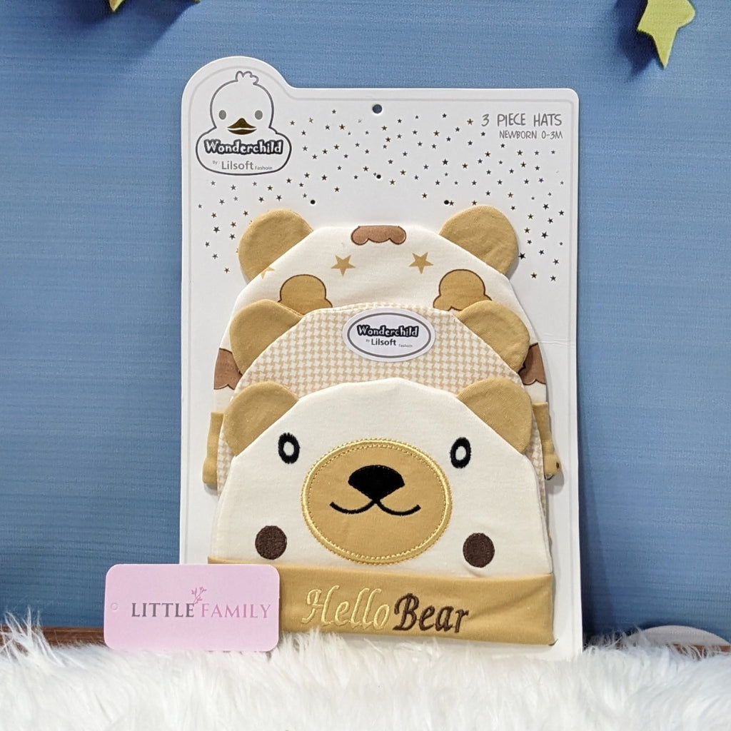 Newborn Baby Cotton Caps – Pack of 3 | Hello Bear