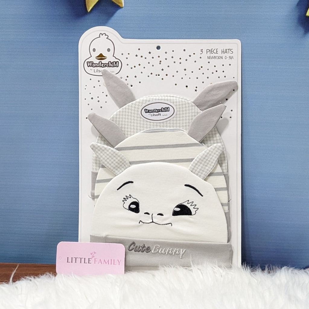 Newborn Baby Cotton Caps – Pack of 3 | Cute Bunny