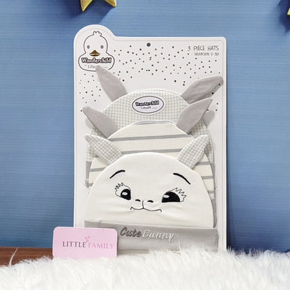 Newborn Baby Cotton Caps – Pack of 3 | Cute Bunny