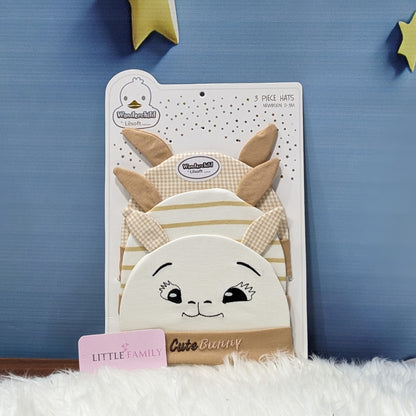 Newborn Baby Cotton Caps – Pack of 3 | Cute Bunny