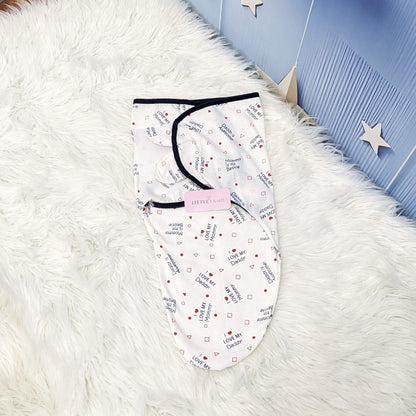 "I Love My Parents" Theme Baby Swaddle – Navy Blue