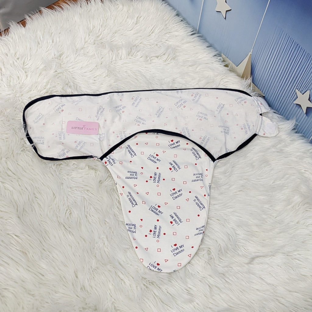 "I Love My Parents" Theme Baby Swaddle – Navy Blue