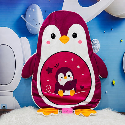 Premium 7-Piece Penguin Velvet Baby Bedding Set - Maroon