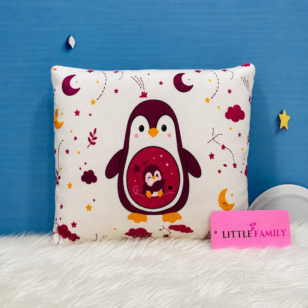 Premium 7-Piece Penguin Velvet Baby Bedding Set - Maroon