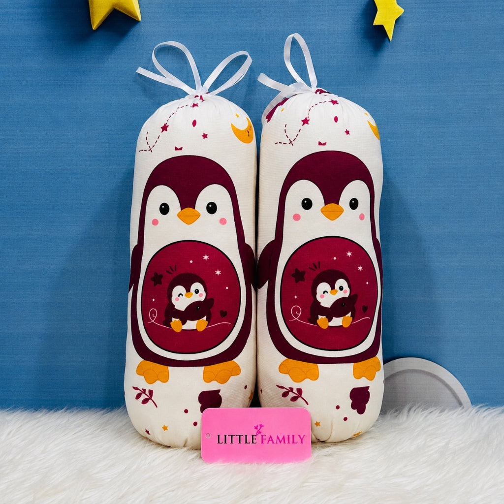 Premium 7-Piece Penguin Velvet Baby Bedding Set - Maroon