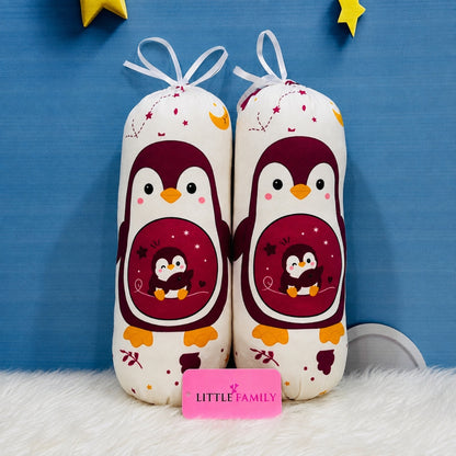 Premium 7-Piece Penguin Velvet Baby Bedding Set - Maroon