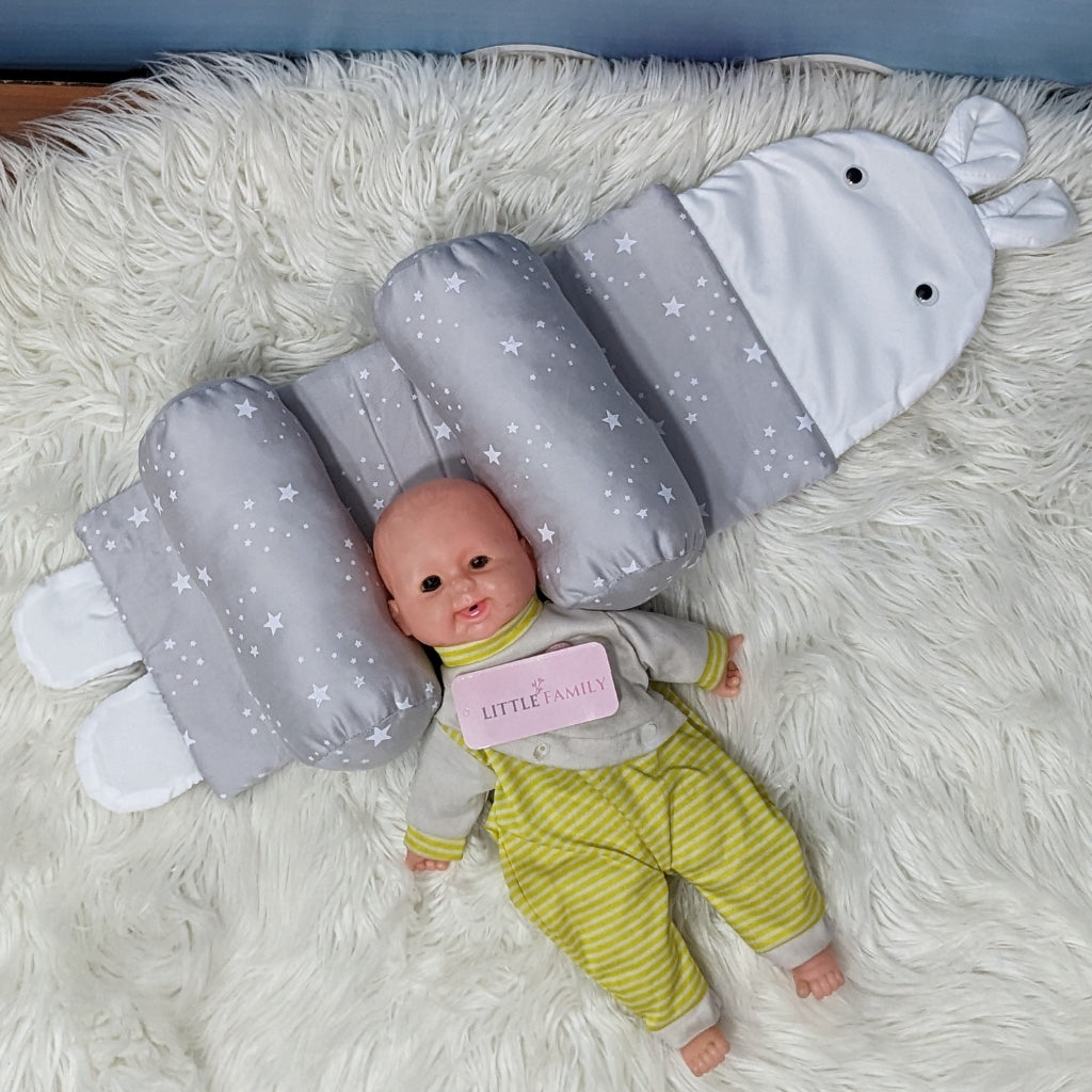 Starry Dream Baby Head Shaping Pillow – Ergonomic Support (Soft Gray)