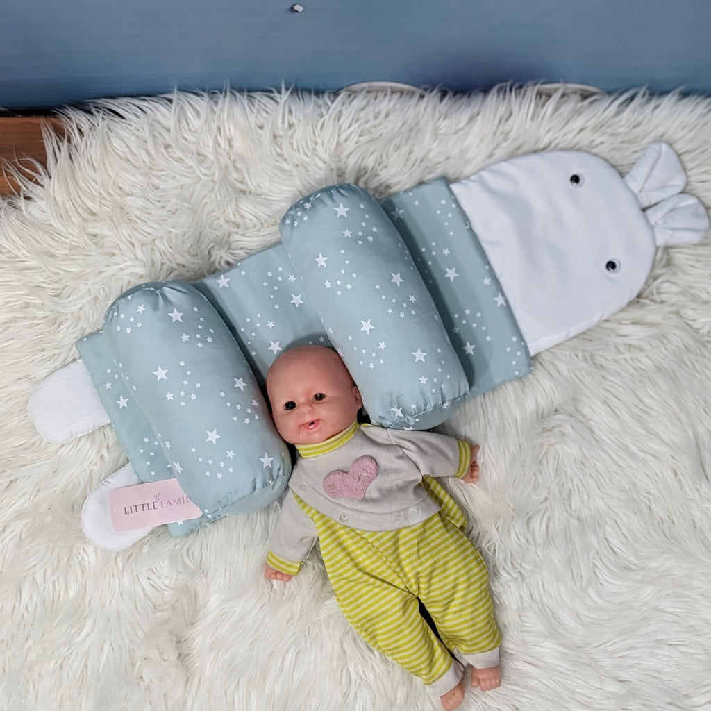 Starry Dream Baby Head Shaping Pillow – Ergonomic Support (Twinkle Blue)