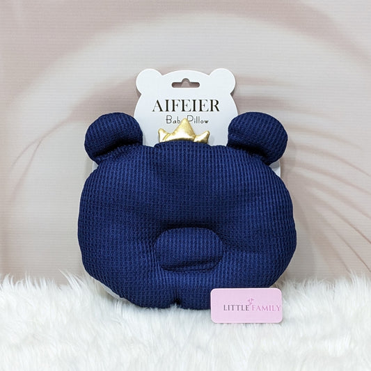 Bear Ear Print Baby Head Shaping Pillow | Navy Blue