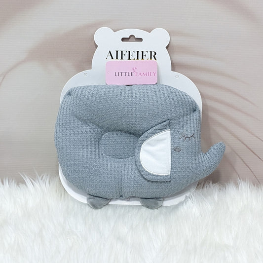 Elephant Print Baby Head Shaping Pillow | Grey