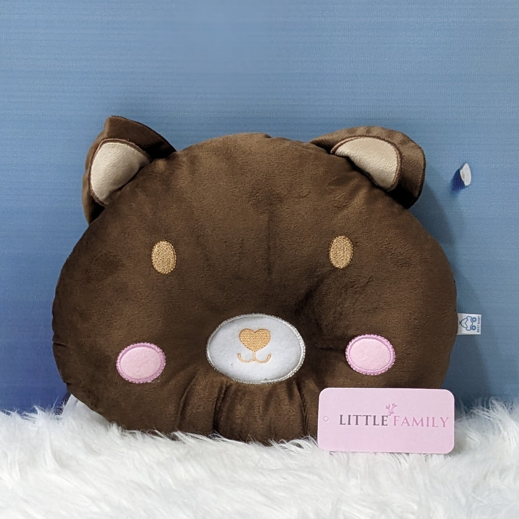 Premium Velvet Baby Head Shaping Pillow - Brown