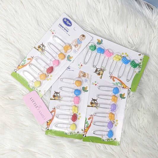 Premium BPA-Free Baby Safety Pins Set (6 Pieces) – Cute Fruit Design