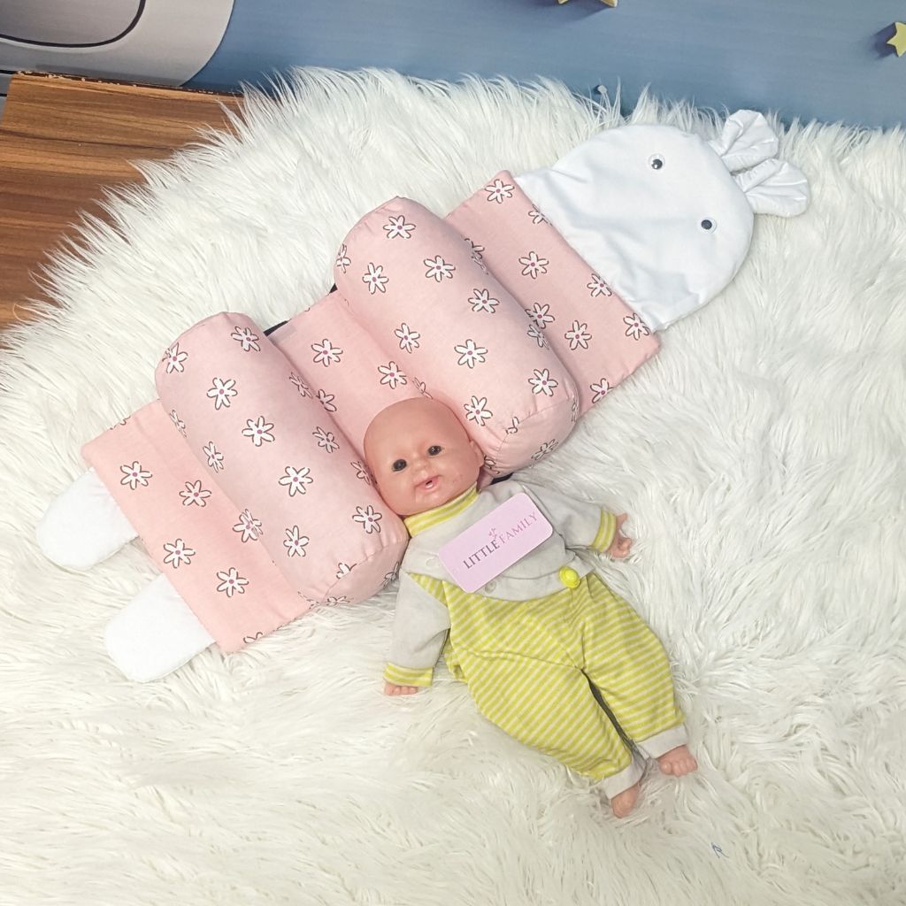 Pink Floral Baby Head Shaping Pillow – Ergonomic Support