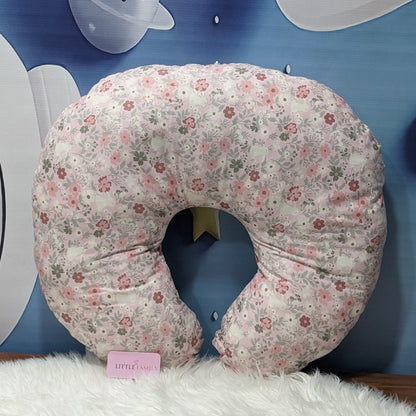 Pink Flower Theme Baby Feeding Pillow – Ergonomic Support for Breastfeeding Moms