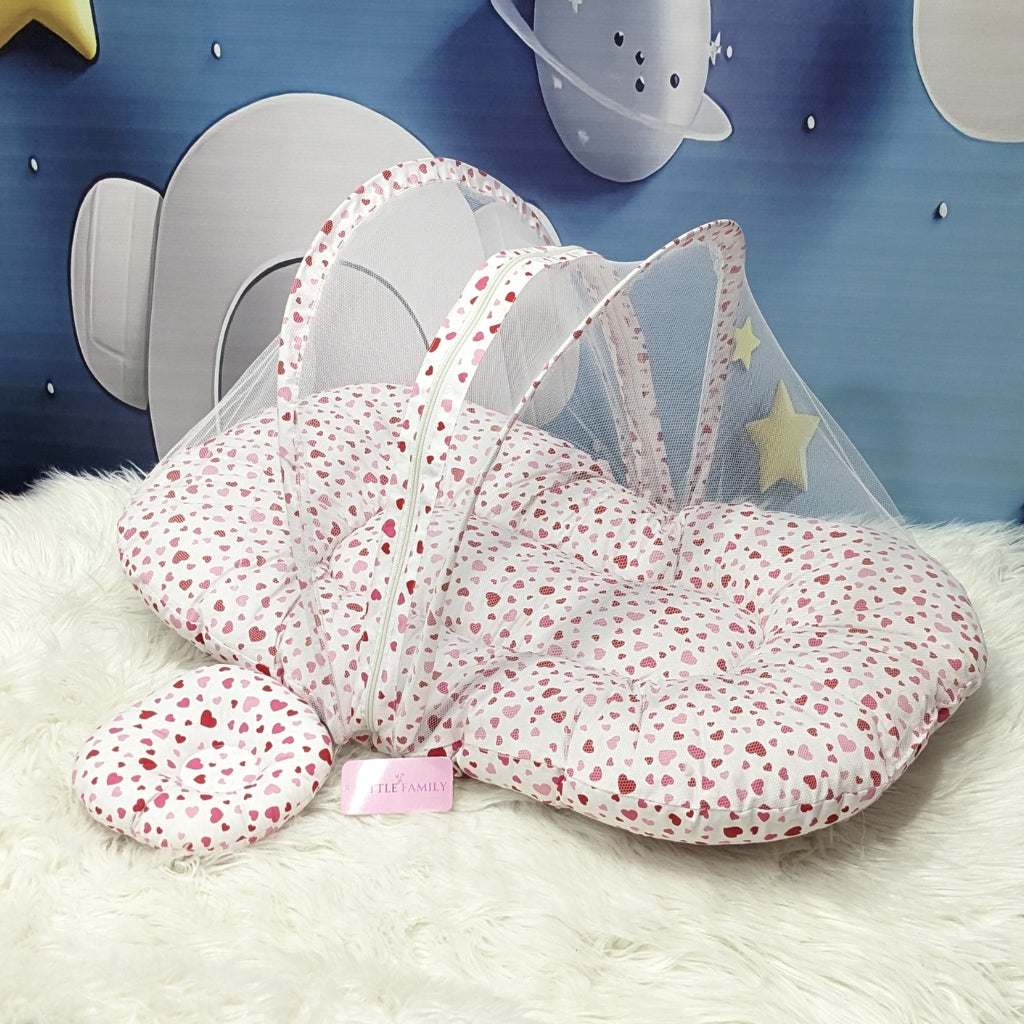 Pink Heart Theme Summer Mosquito Net with Pillow