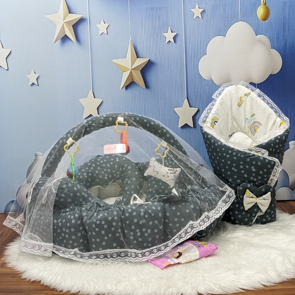 Premium 12-Piece Baby Bedding Set | Dotted Green