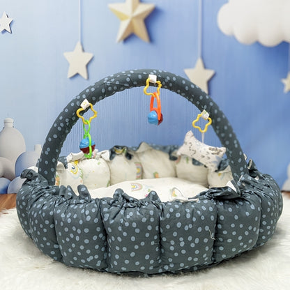 Premium 12-Piece Baby Bedding Set | Dotted Green