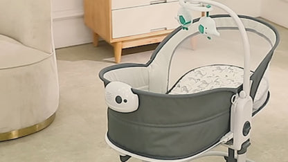 Mastela 6-in-1 Adjustable Bedside Crib - Music & Rocking Function