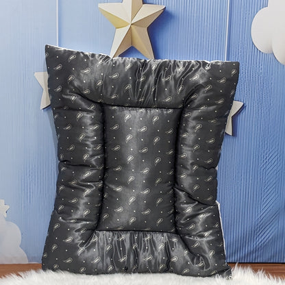 Premium Silk Printed  Baby Bedding Set - 8 Pieces (Black)