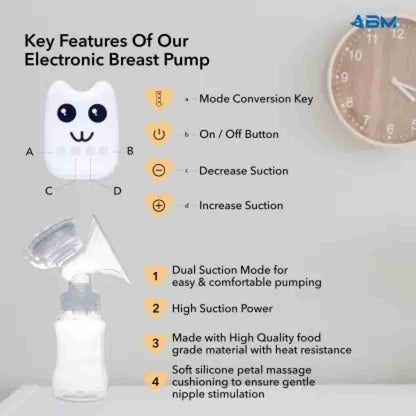 Quiet & Efficient Electric Breast Pump - Soft Silicone Flange and Feeding Bottle