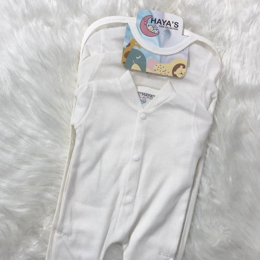 3 PC'S Baby Romper Set - Plain White