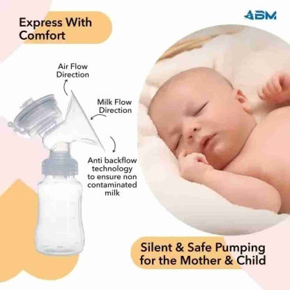 Quiet & Efficient Electric Breast Pump - Soft Silicone Flange and Feeding Bottle