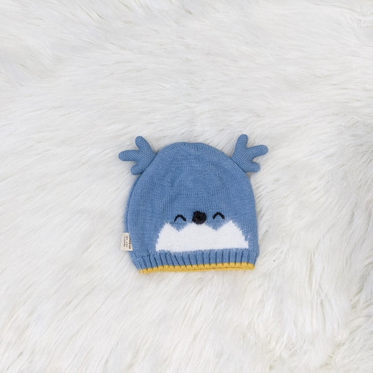 Knitted Deer Design Baby Winter Cap