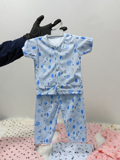 Baby Summer Night Suit - Blue Cloud Dreams