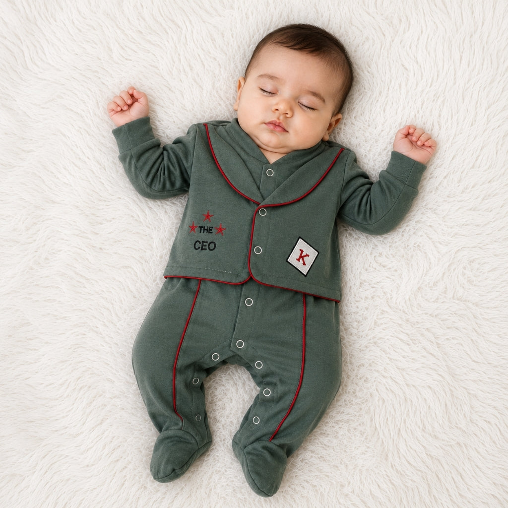 Premium Baby Full Body Romper - Formal Theme | Green