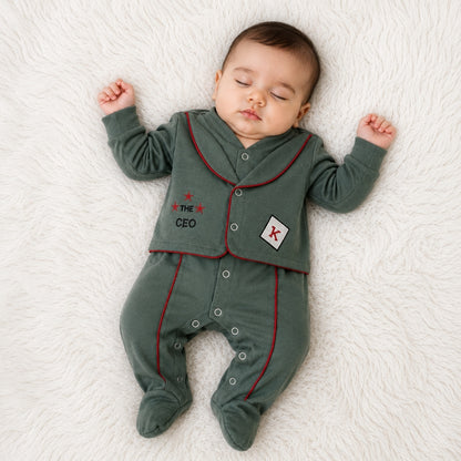 Premium Baby Full Body Romper - Formal Theme | Green