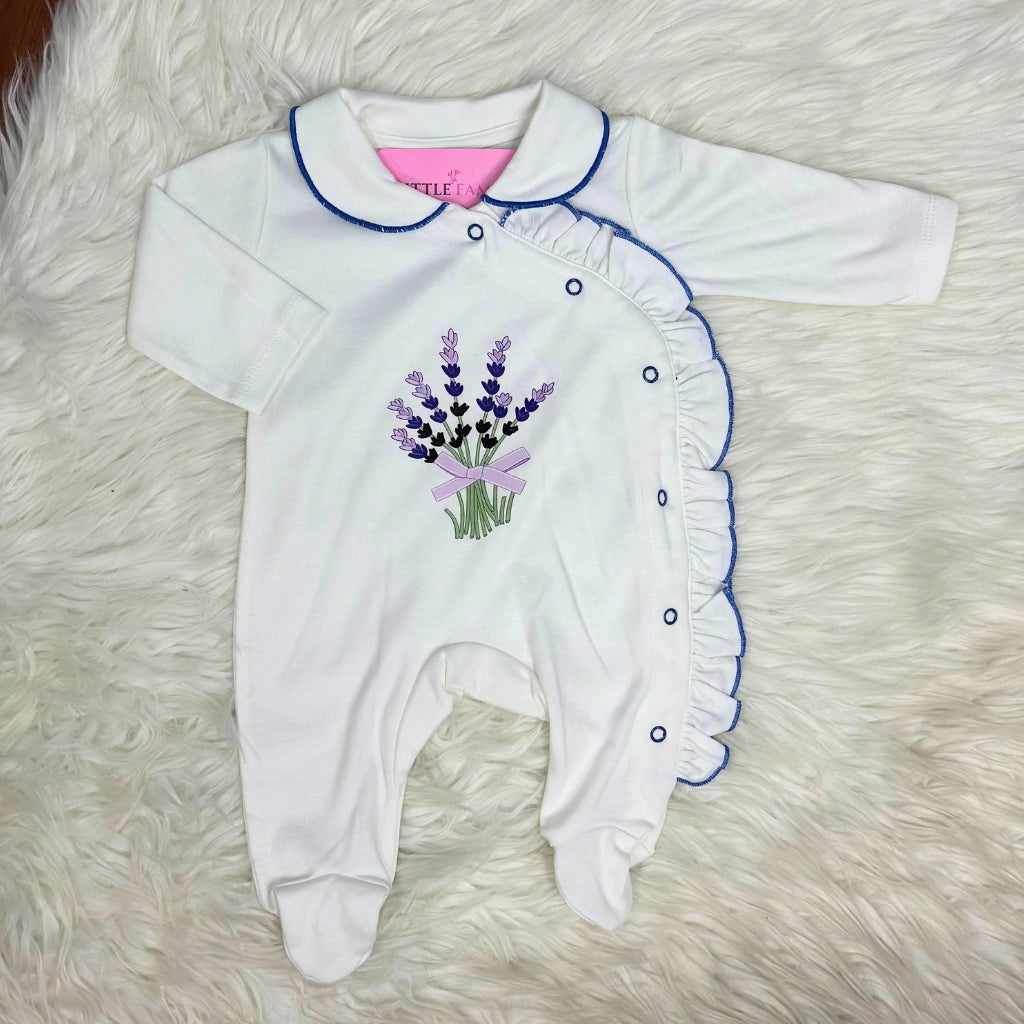 Premium Baby Full Body Romper - Flora Theme | White