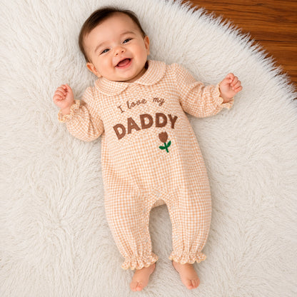 Premium Baby Full Body Romper - I Love My Daddy Theme | Peach