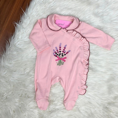 Premium Baby Full Body Romper - Flora Theme | Pink