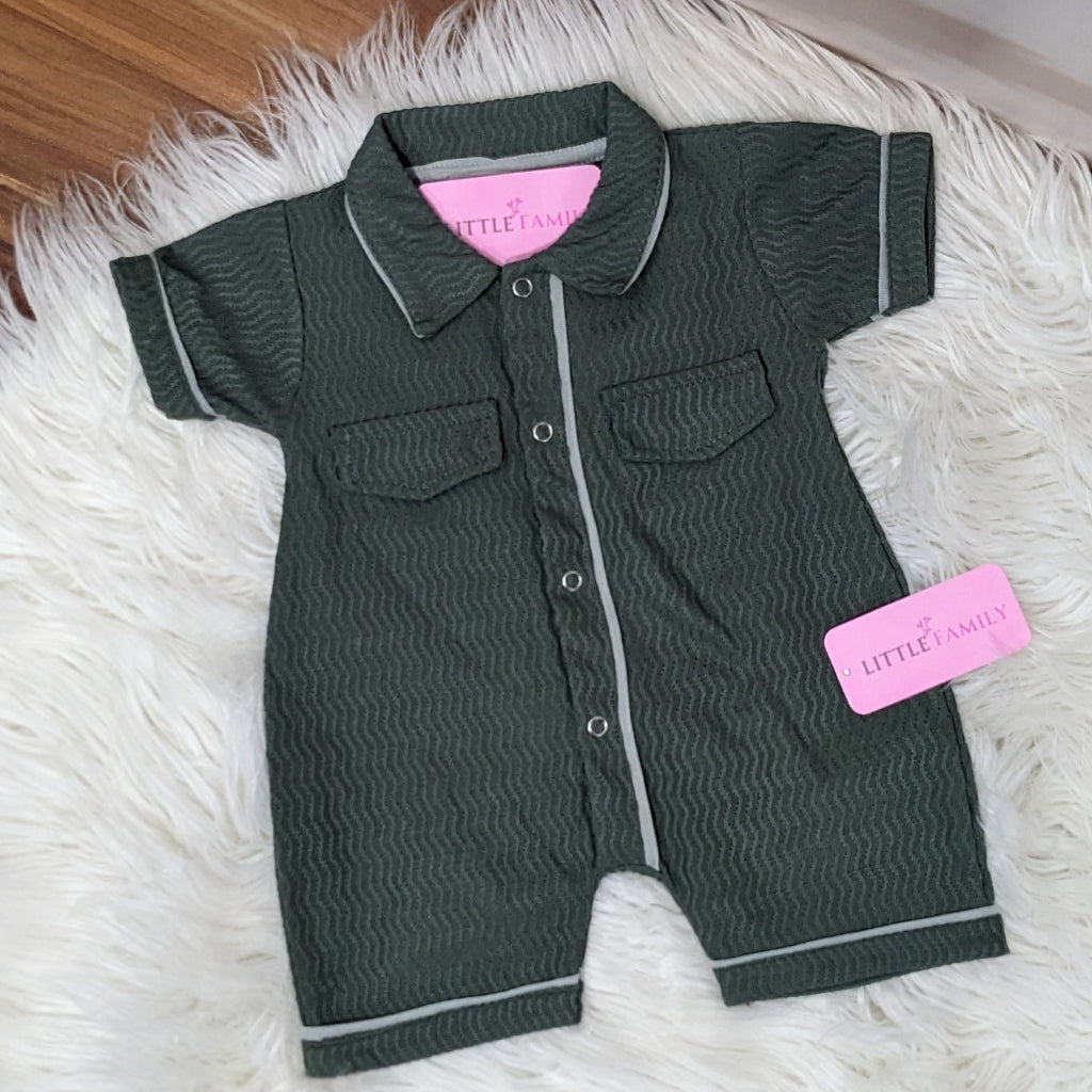 Premium Polo Style Baby Romper – Green