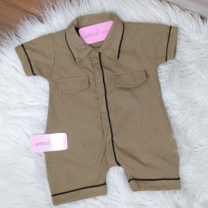 Premium Polo Style Baby Romper – Brown