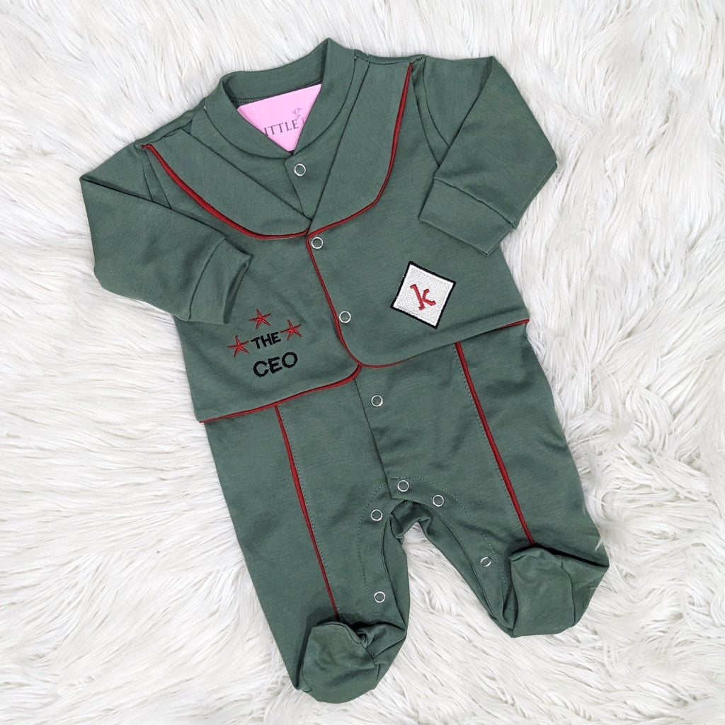 Premium Baby Full Body Romper - Formal Theme | Green