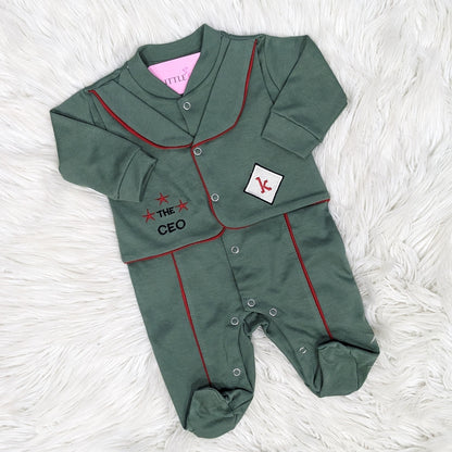 Premium Baby Full Body Romper - Formal Theme | Green