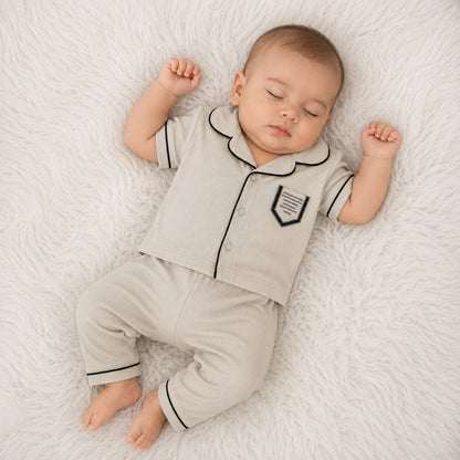 Premium Baby 2-Piece Night Suit - Cream Beige