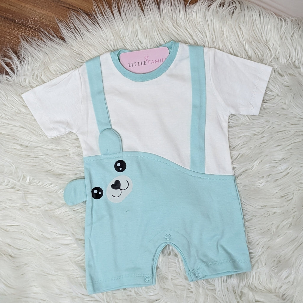 Premium Cartoon Theme Baby Romper - Aqua Mint