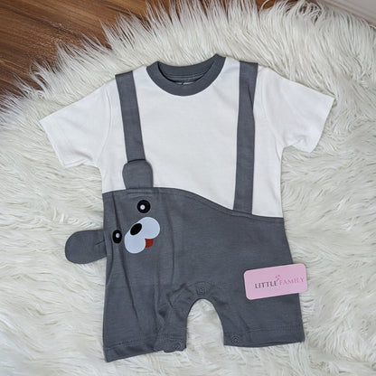Premium Cartoon Theme Baby Romper - Grey
