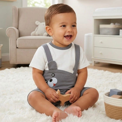 Premium Cartoon Theme Baby Romper - Grey