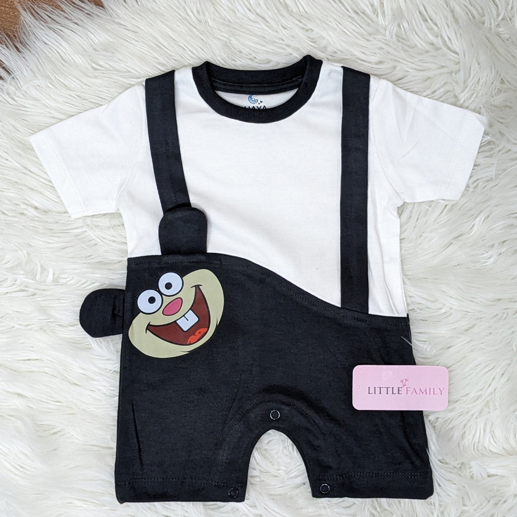 Premium Cartoon Theme Baby Romper - Black