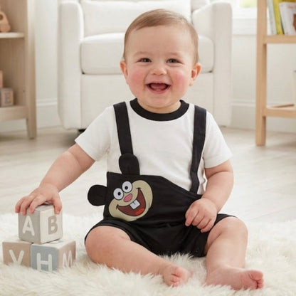 Premium Cartoon Theme Baby Romper - Black