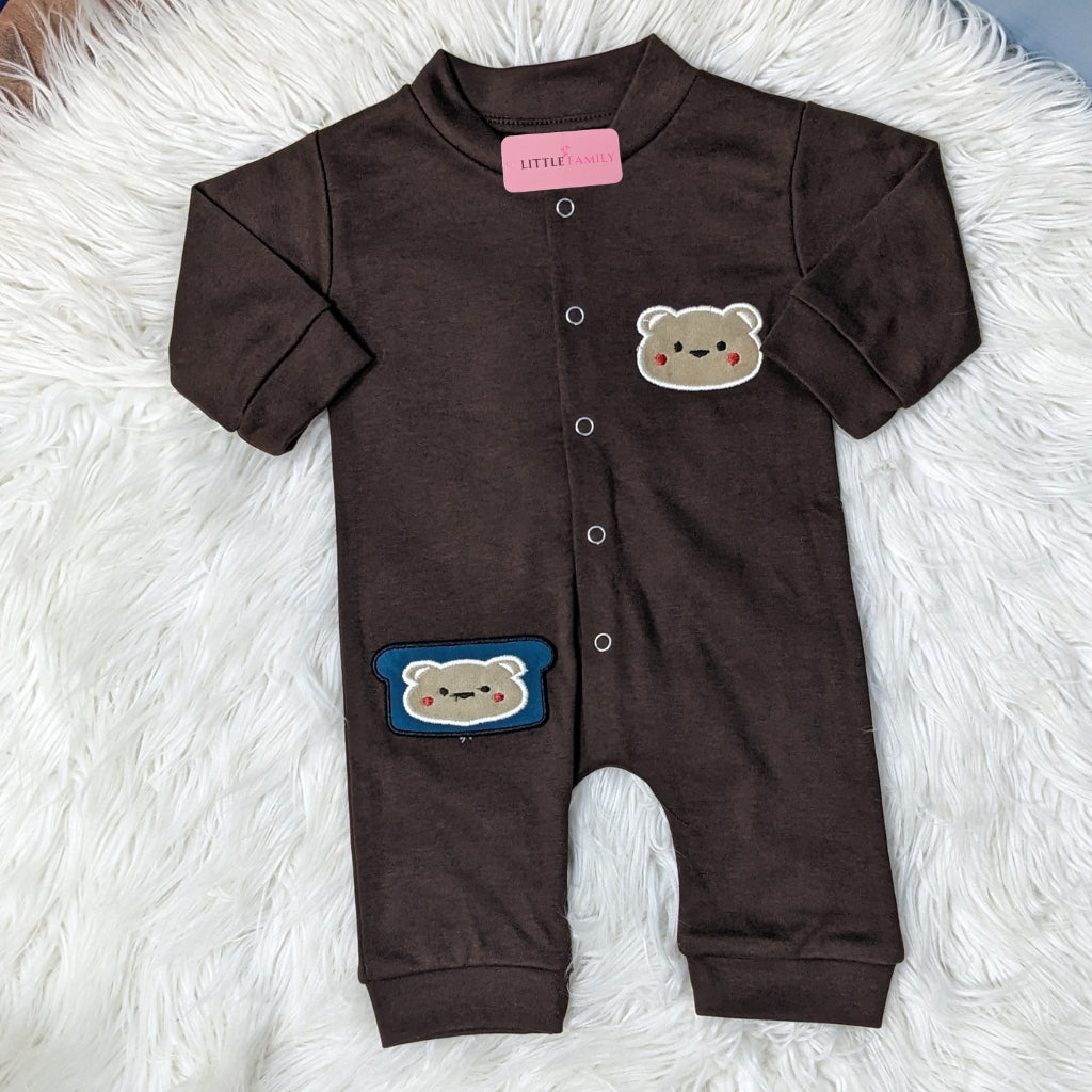 Premium Baby Full Body Romper - Teddy Theme | Brown