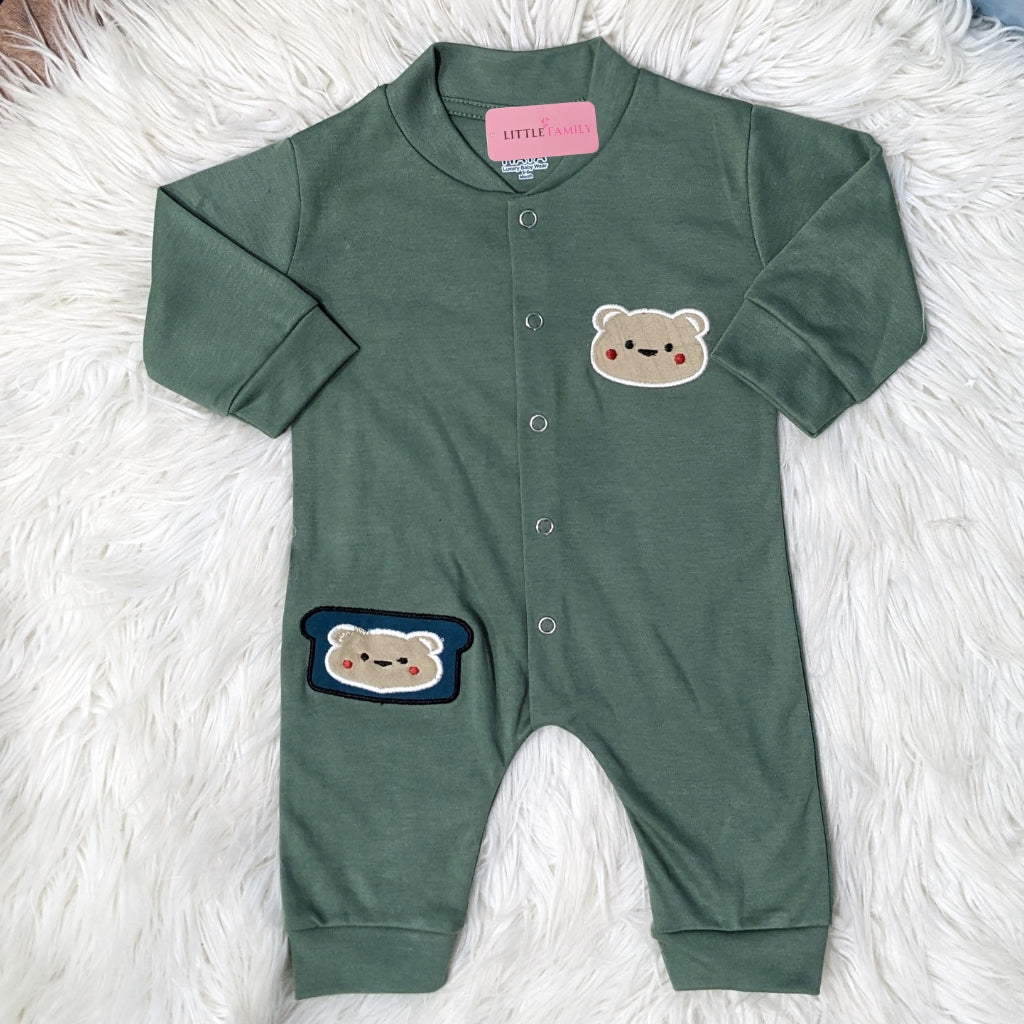 Premium Baby Full Body Romper - Teddy Theme | Green