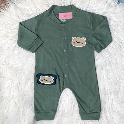 Premium Baby Full Body Romper - Teddy Theme | Green